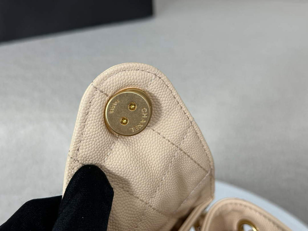 Chanel 25 small handbag, AS5293 Grained Calfskin Apricot - Default Title - View 7