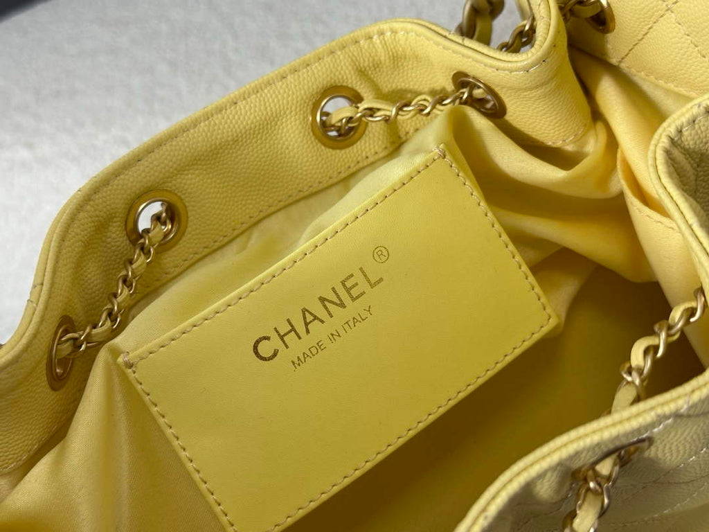 Chanel 25 small handbag, AS5293 Grained Calfskin Yellow - Default Title - View 9