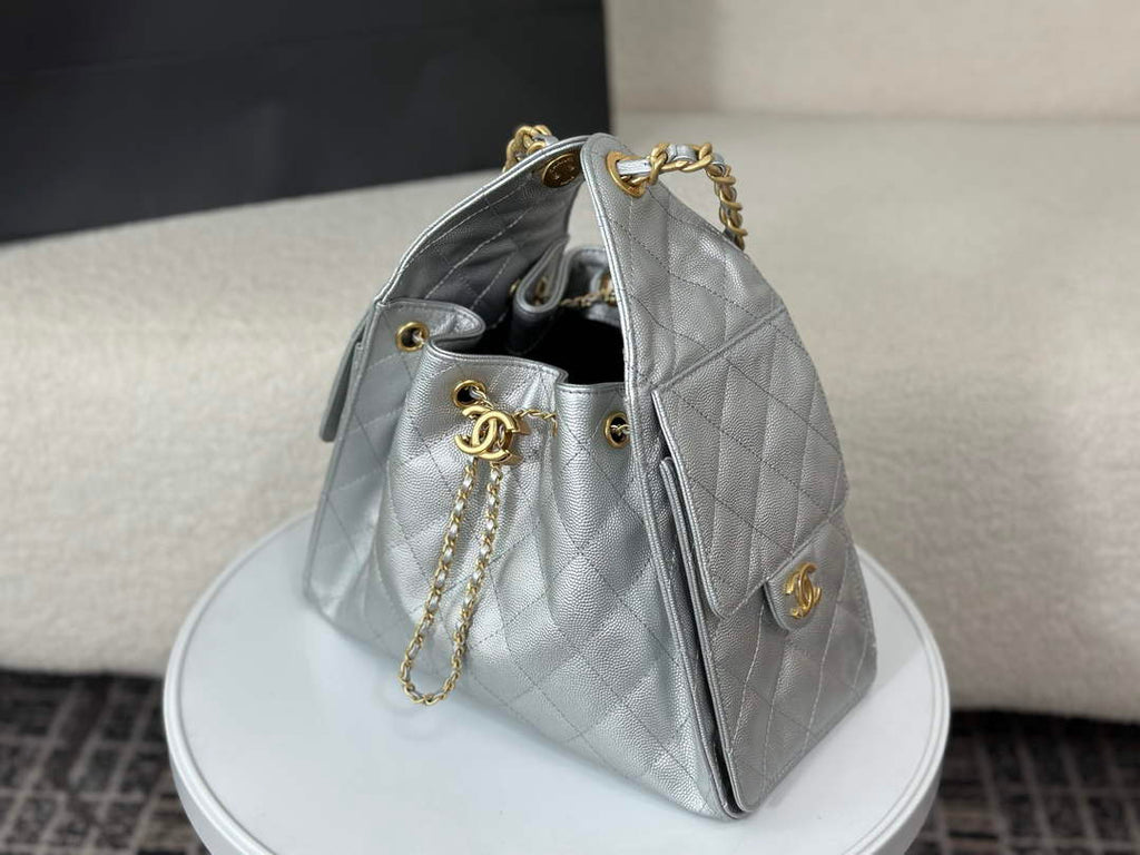 Chanel 25 small handbag, AS5293 Grained Calfskin Silver - Default Title - View 2