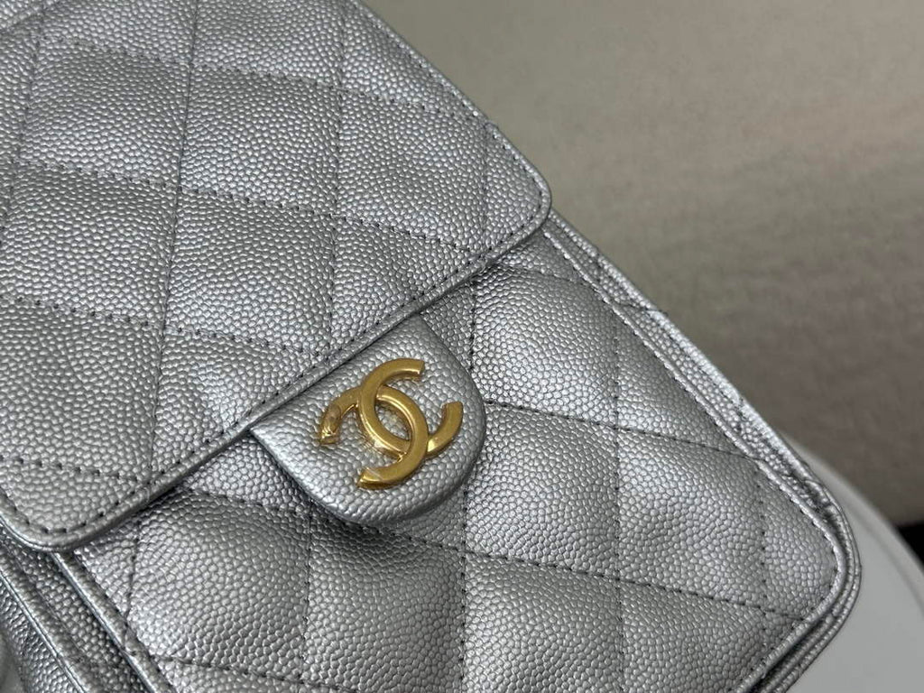 Chanel 25 small handbag, AS5293 Grained Calfskin Silver - Default Title - View 6