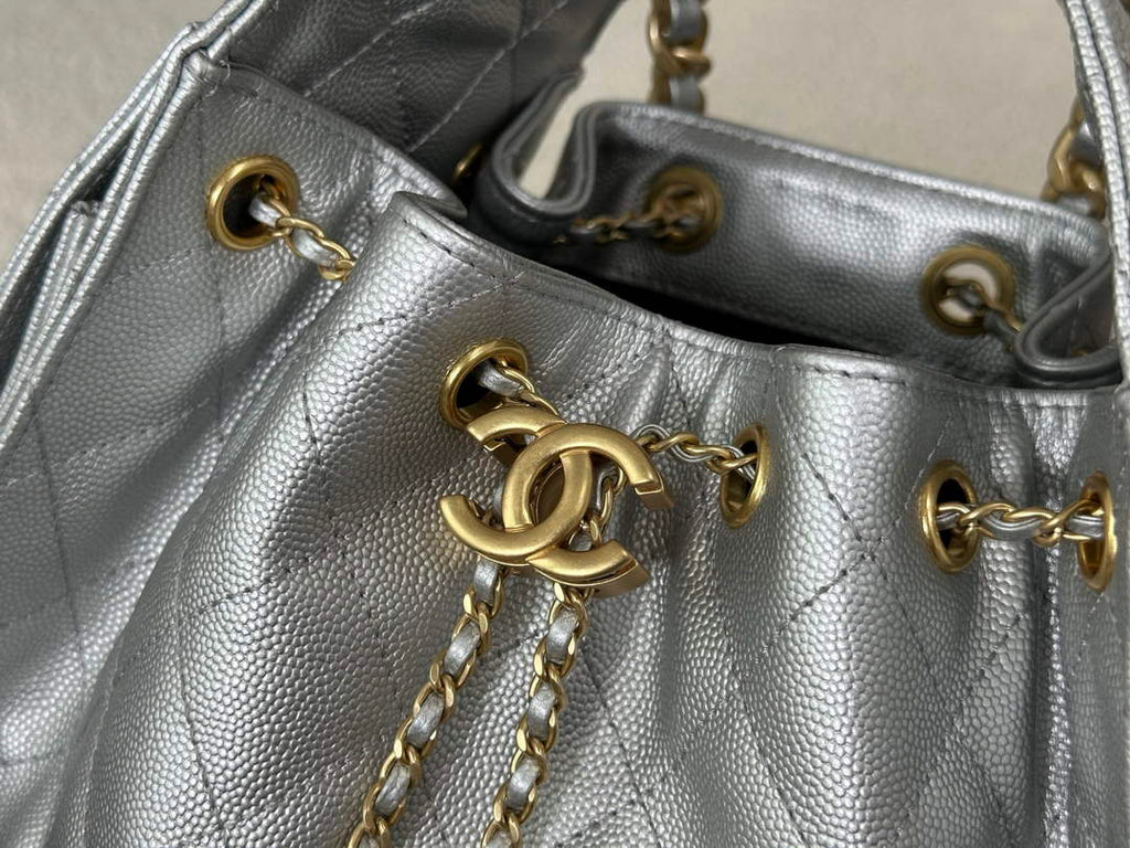 Chanel 25 small handbag, AS5293 Grained Calfskin Silver - Default Title - View 7