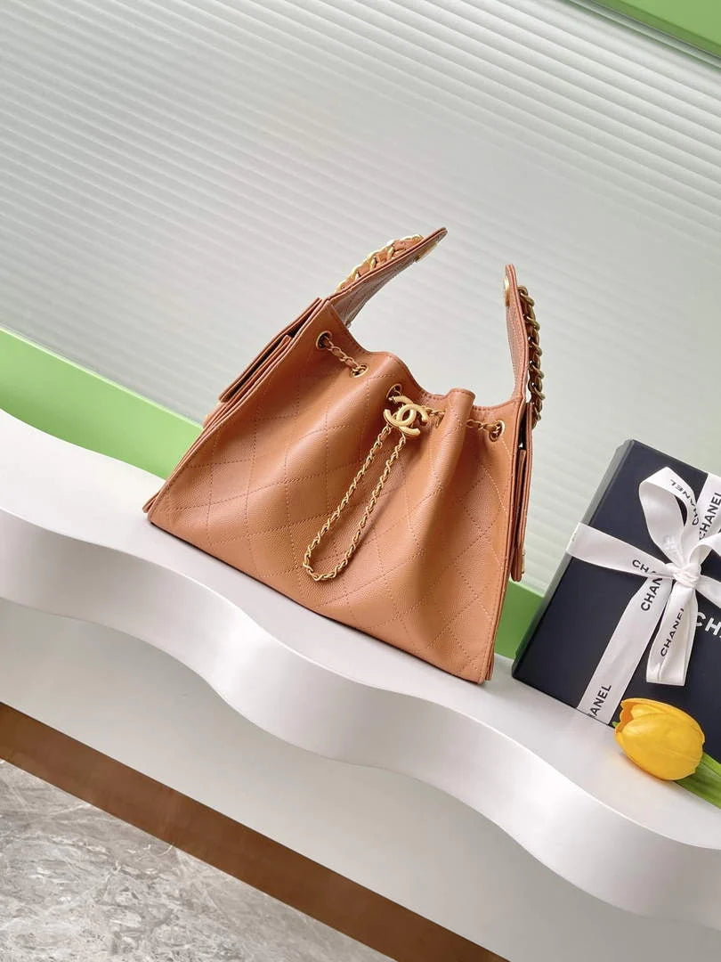 Chanel 25 small handbag, AS5293 Grained Calfskin Apricot - Default Title - View 1