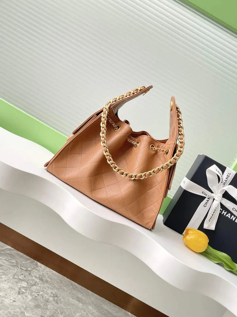 Chanel 25 small handbag, AS5293 Grained Calfskin Apricot - Default Title - View 2