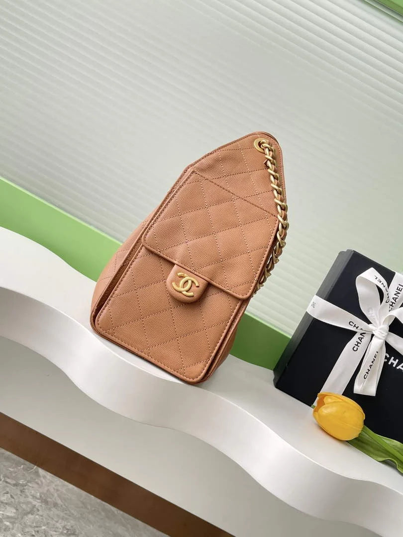 Chanel 25 small handbag, AS5293 Grained Calfskin Apricot - Default Title - View 3