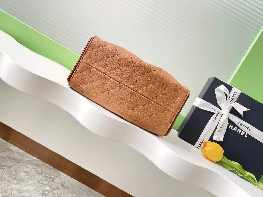 Chanel 25 small handbag, AS5293 Grained Calfskin Apricot - Default Title - View 4