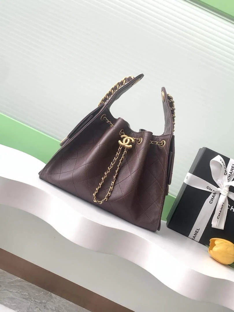 Chanel 25 small handbag, AS5293 Grained Calfskin Brown - Default Title - View 1