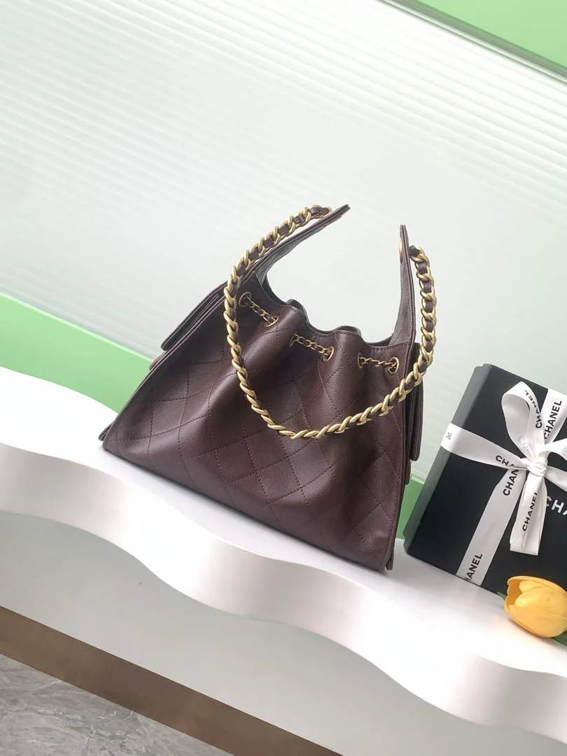 Chanel 25 small handbag, AS5293 Grained Calfskin Brown - Default Title - View 2