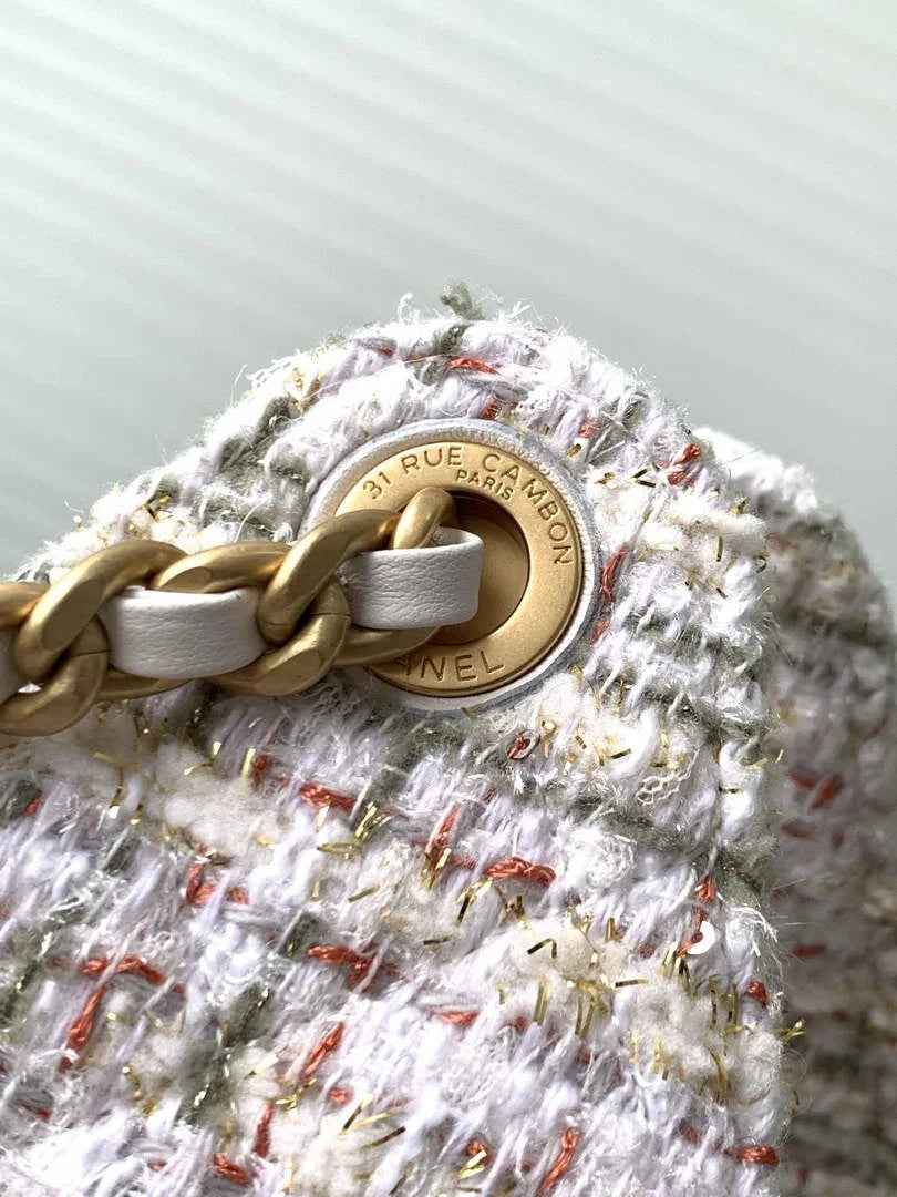 Chanel 25 small handbag, AS5293 Tweed White - Default Title - View 6
