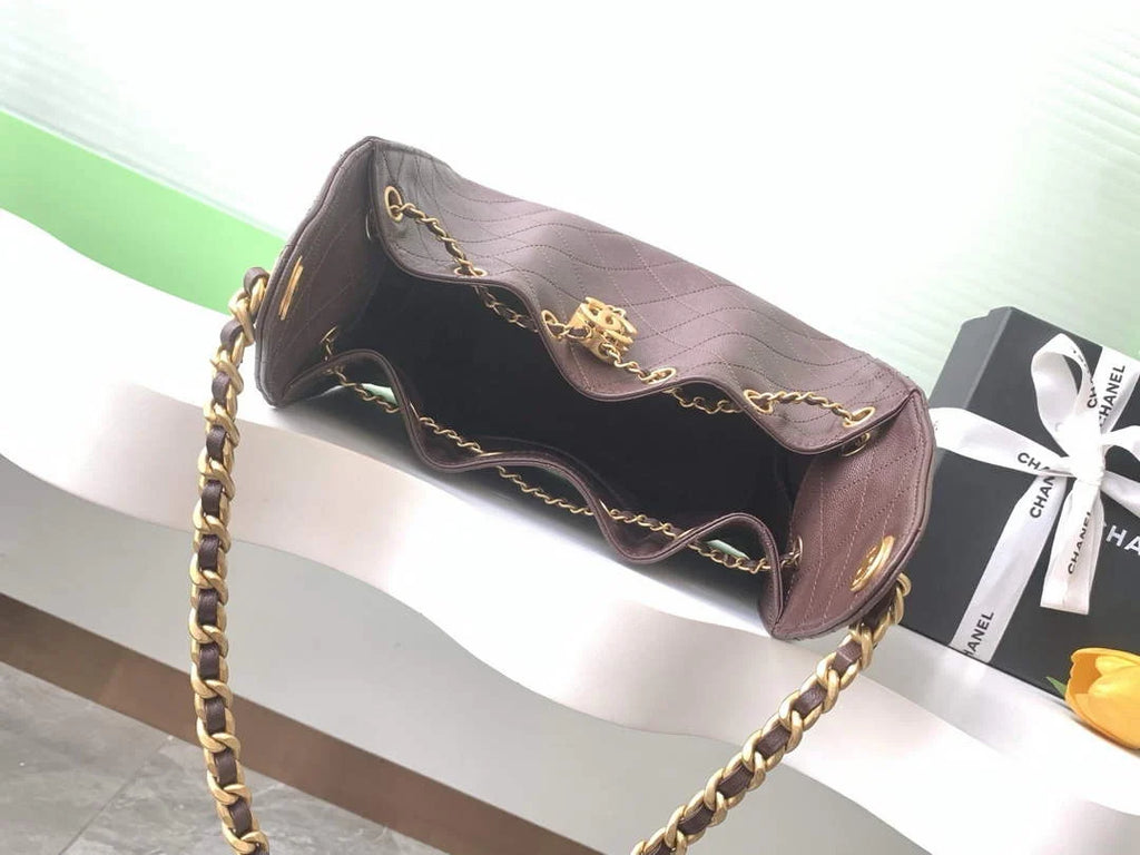 Chanel 25 small handbag, AS5293 Grained Calfskin Brown - Default Title - View 8