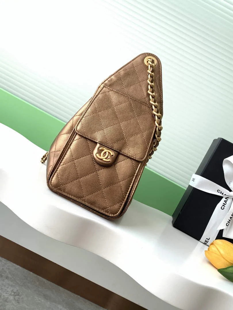 Chanel 25 small handbag, AS5293 Grained Calfskin Bronze - Default Title - View 2