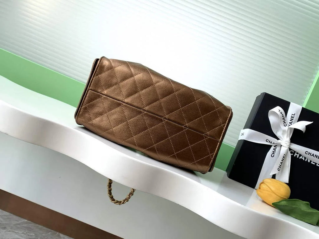 Chanel 25 small handbag, AS5293 Grained Calfskin Bronze - Default Title - View 4