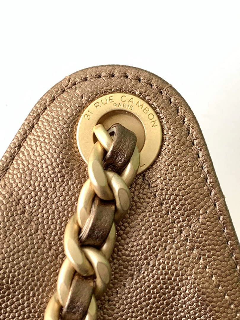 Chanel 25 small handbag, AS5293 Grained Calfskin Bronze - Default Title - View 7