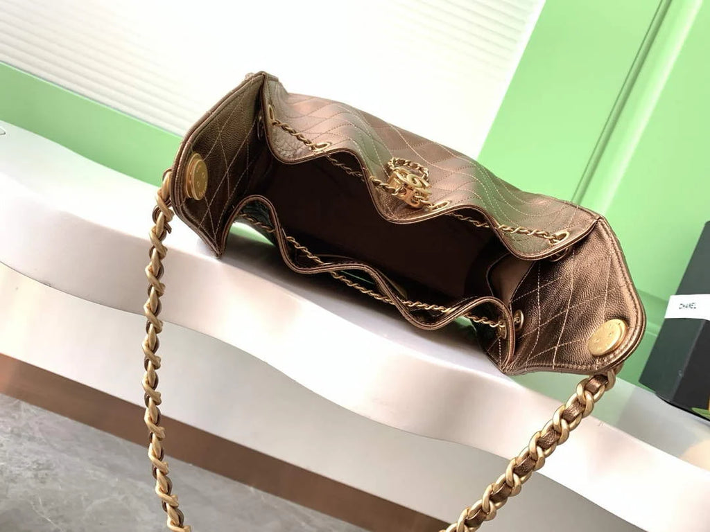 Chanel 25 small handbag, AS5293 Grained Calfskin Bronze - Default Title - View 8