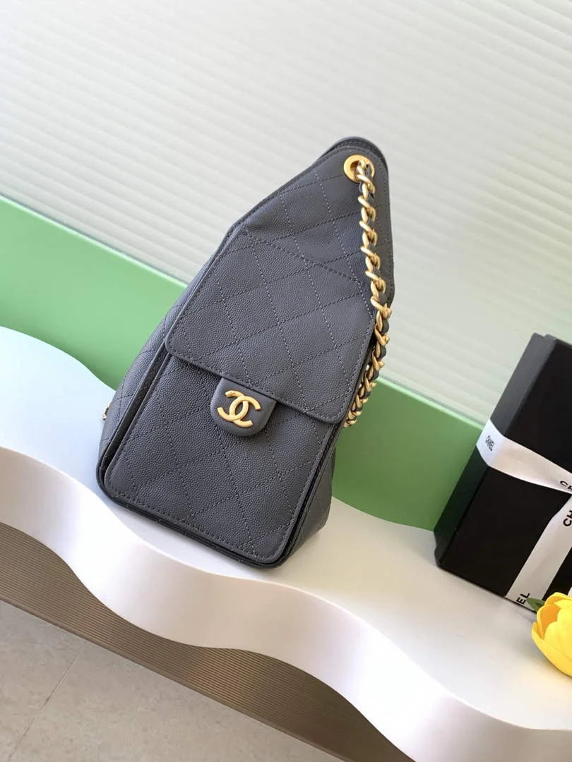Chanel 25 small handbag, AS5293 Grained Calfskin Gray - Default Title - View 2