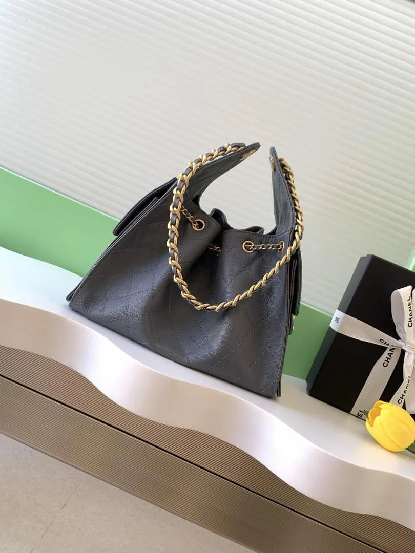 Chanel 25 small handbag, AS5293 Grained Calfskin Gray - Default Title - View 3