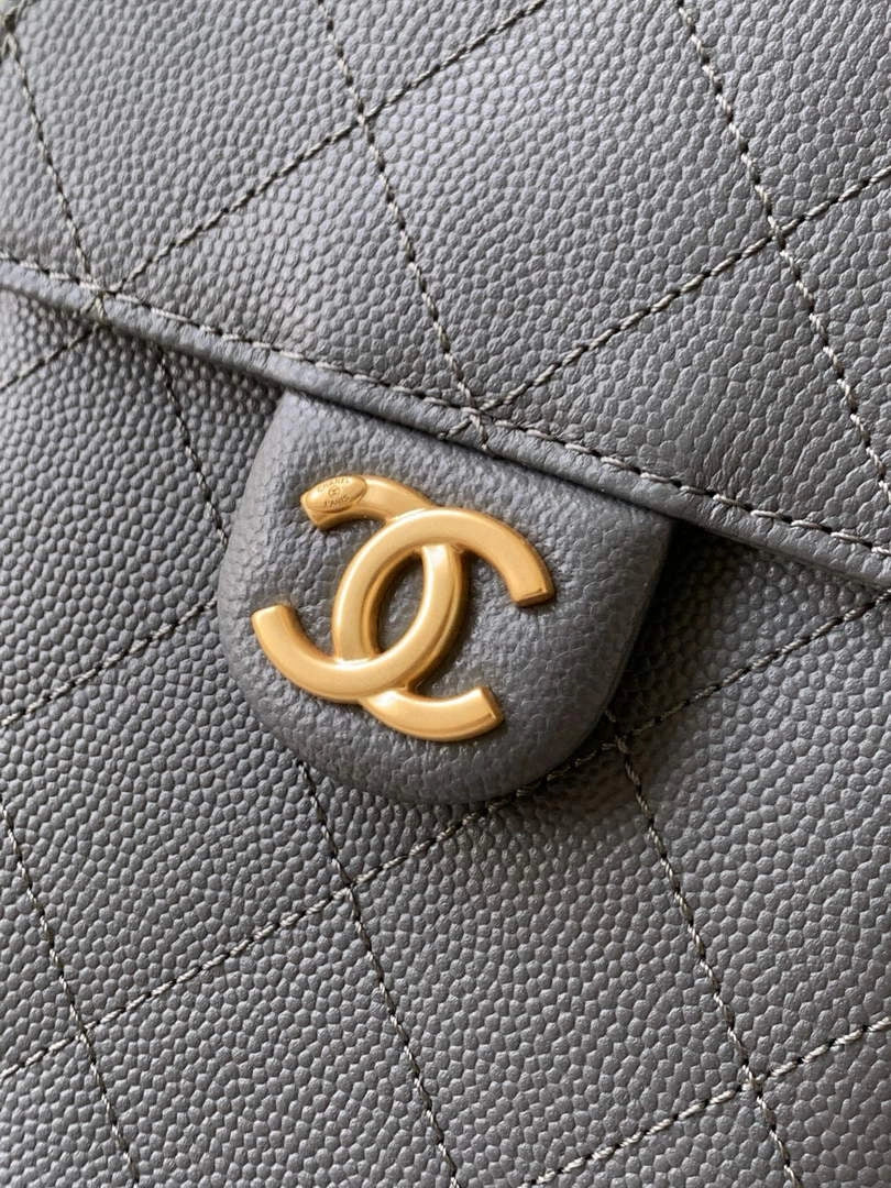Chanel 25 small handbag, AS5293 Grained Calfskin Gray - Default Title - View 6