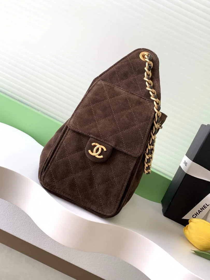 Chanel 25 small handbag, AS5293 Suede Dark Brown - Default Title - View 2