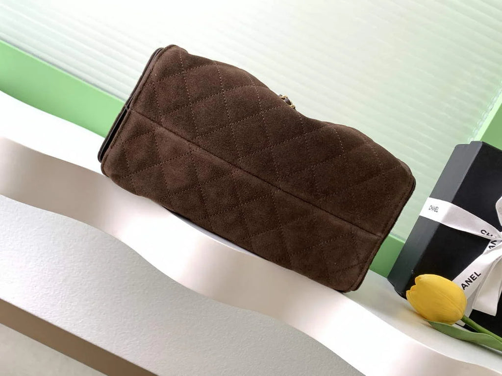 Chanel 25 small handbag, AS5293 Suede Dark Brown - Default Title - View 4