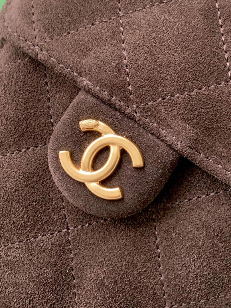 Chanel 25 small handbag, AS5293 Suede Dark Brown - Default Title - View 6
