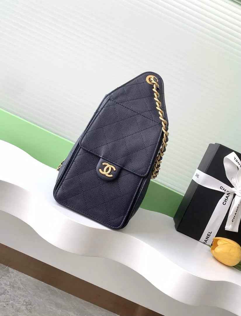 Chanel 25 small handbag, AS5293 Grained Calfskin Navy - Default Title - View 3