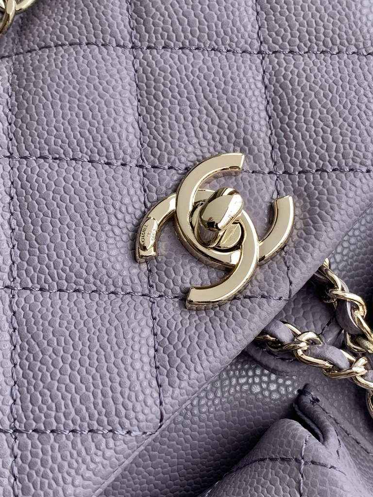 Chanel AS3787 Small backpack Grained shiny calfskin gold Purple