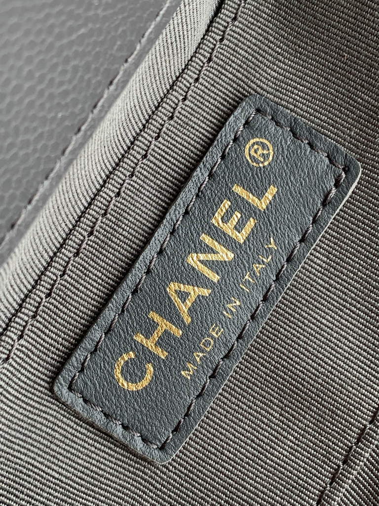 Chanel AS3787 Small backpack Grained shiny calfskin gold Gray