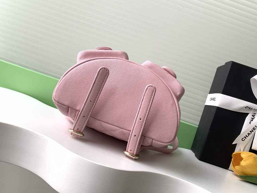 Chanel AS3787 Small backpack Grained shiny calfskin gold Light Pink