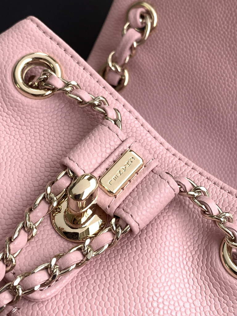 Chanel AS3787 Small backpack Grained shiny calfskin gold Light Pink