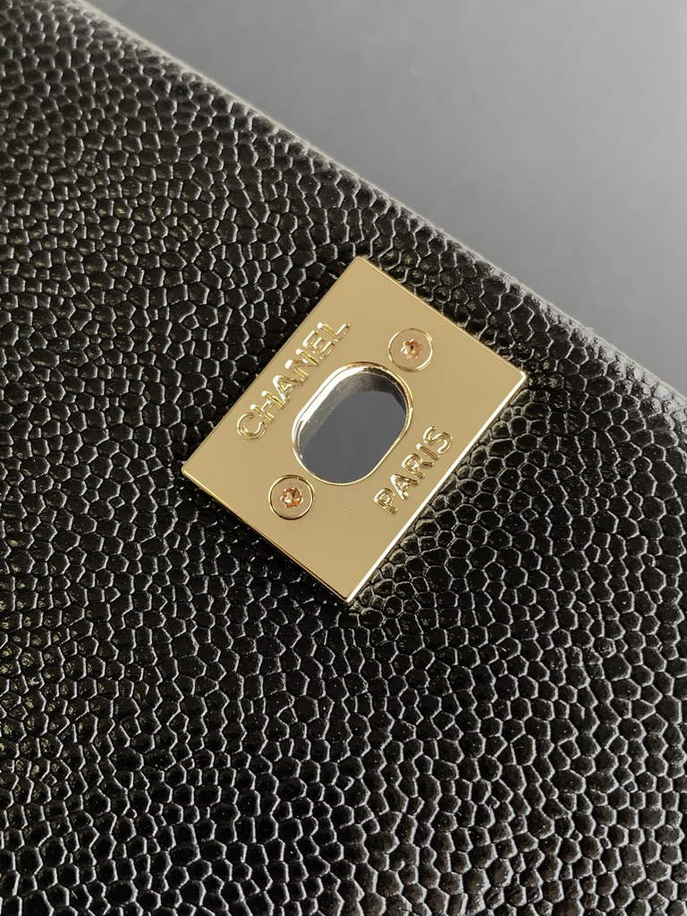 Chanel AS3787 Small backpack Grained shiny calfskin gold Black