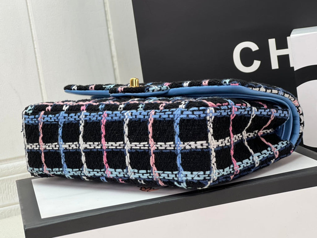 Chanel A01112 Classic Handbag Blue Wool Tweed Gold-Tone Metal - Default Title - View 4
