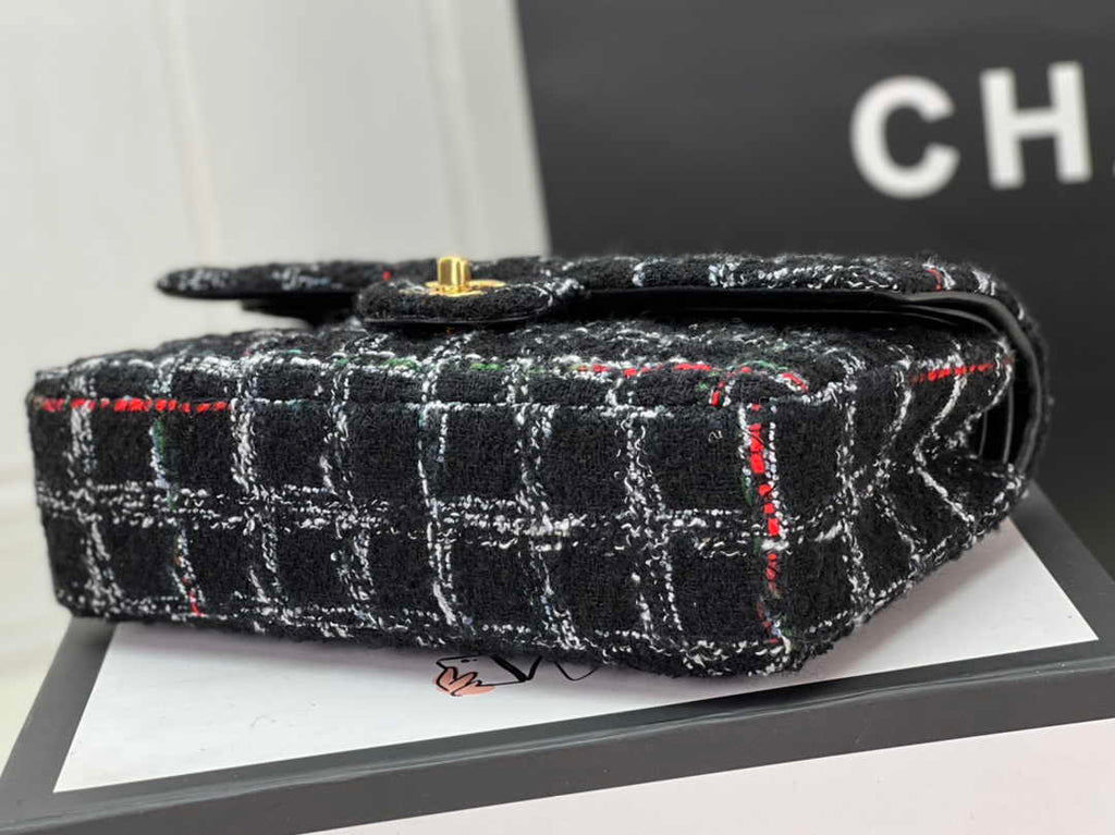 Chanel A01112 Classic Handbag Wool Tweed Gold-Tone Metal Black - Default Title - View 4