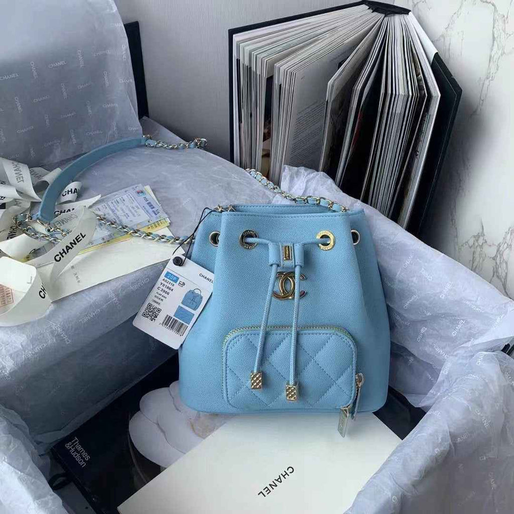 Chanel AS2318 Backpack Always Miss Him Calfskin in Blue