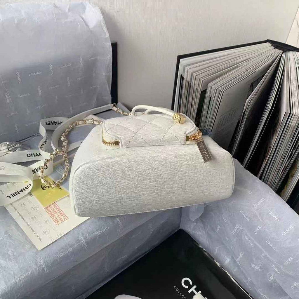 Chanel AS2318 Backpack Always Miss Him Calfskin in White