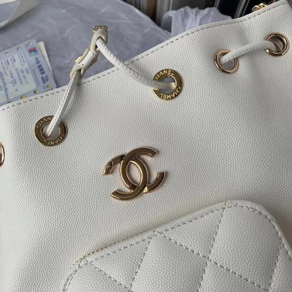 Chanel AS2318 Backpack Always Miss Him Calfskin in White