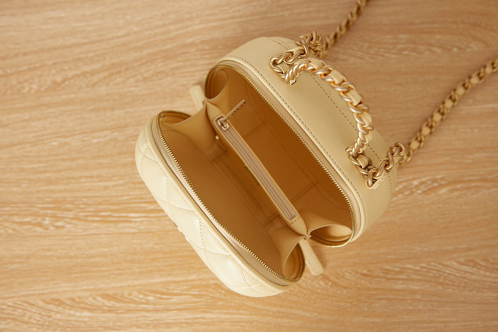 Chanel AS3066 Small Vanity Case Lambskin gold-tone metal Apricot