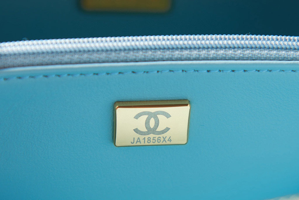 Chanel AS3066 Small Vanity Case Lambskin gold-tone metal Blue