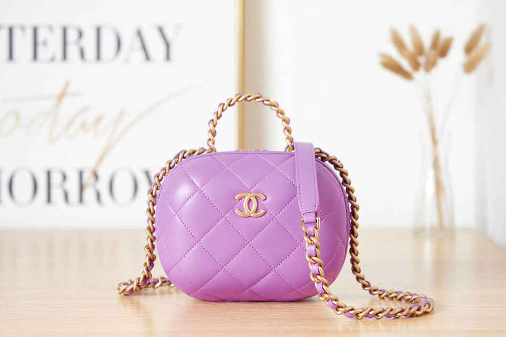 Chanel AS3066 Small Vanity Case Lambskin gold-tone metal Purple