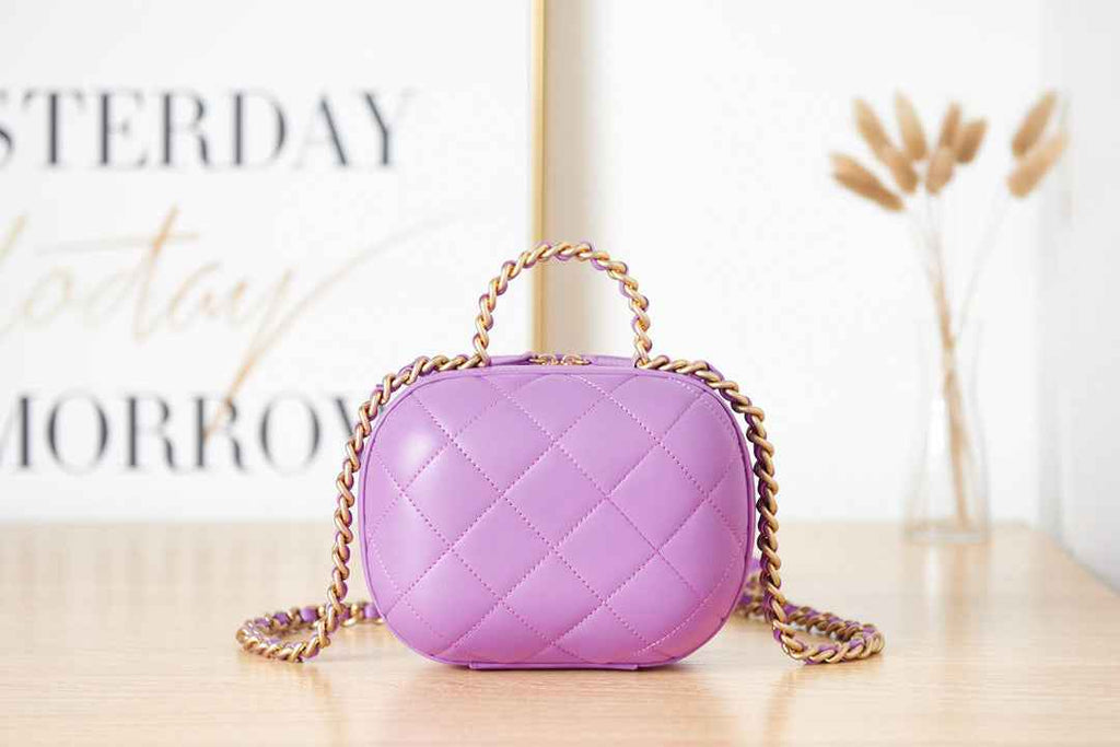 Chanel AS3066 Small Vanity Case Lambskin gold-tone metal Purple