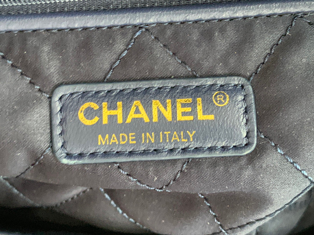 Chanel AS3260 22 Small Handbag Gold-Tone Metal Blue Logo white