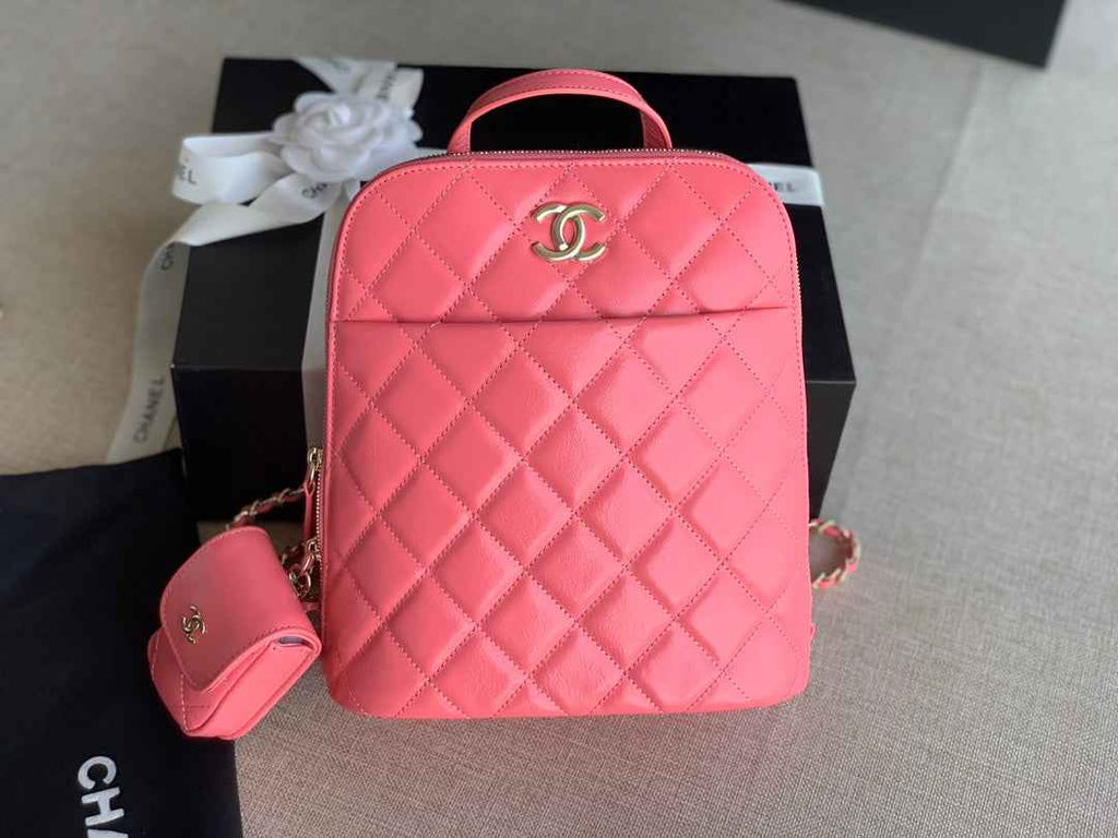 Chanel AS3332 CC Rucksack Backpack Calfskin leather Pink