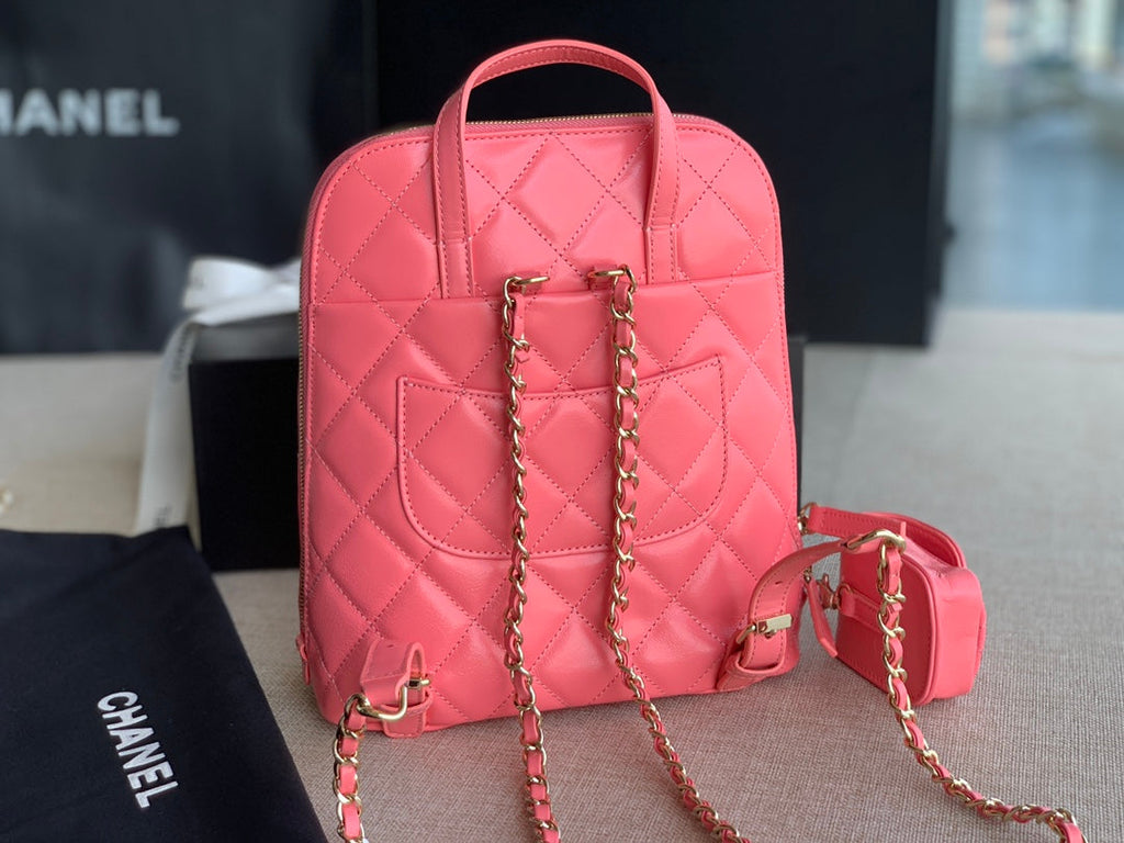 Chanel AS3332 CC Rucksack Backpack Calfskin leather Pink
