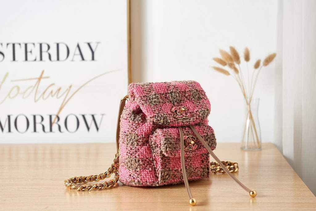 Chanel AS3615 Backpacks Wool tweed gold-tone metal Multicolor
