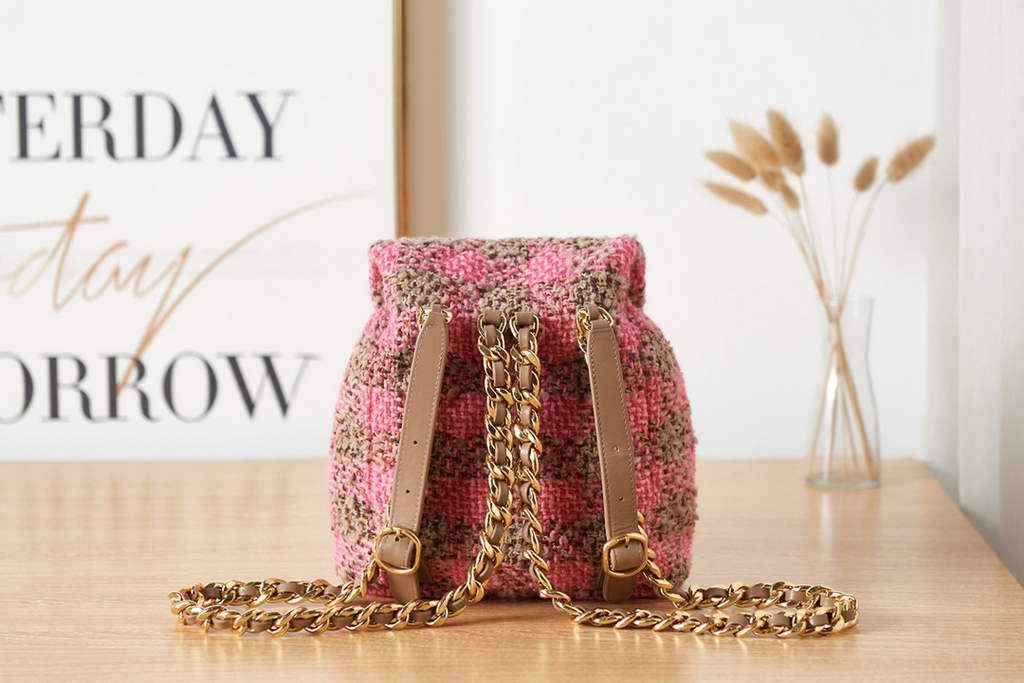 Chanel AS3615 Backpacks Wool tweed gold-tone metal Multicolor