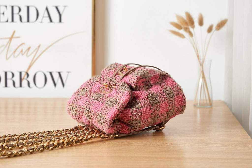 Chanel AS3615 Backpacks Wool tweed gold-tone metal Multicolor