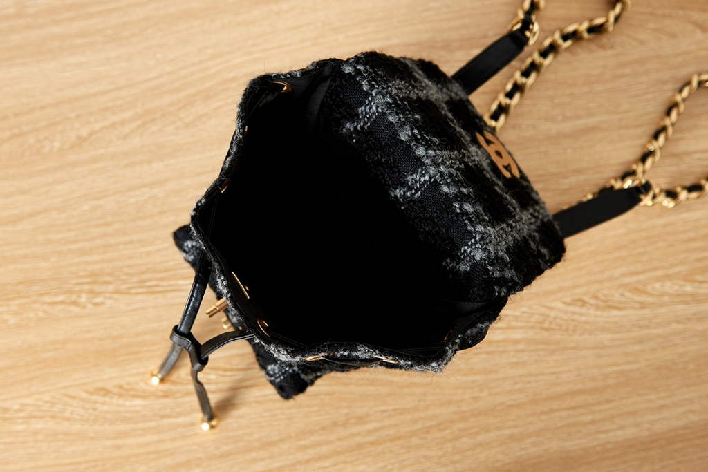 Chanel AS3615 Backpacks Wool tweed gold-tone metal Black