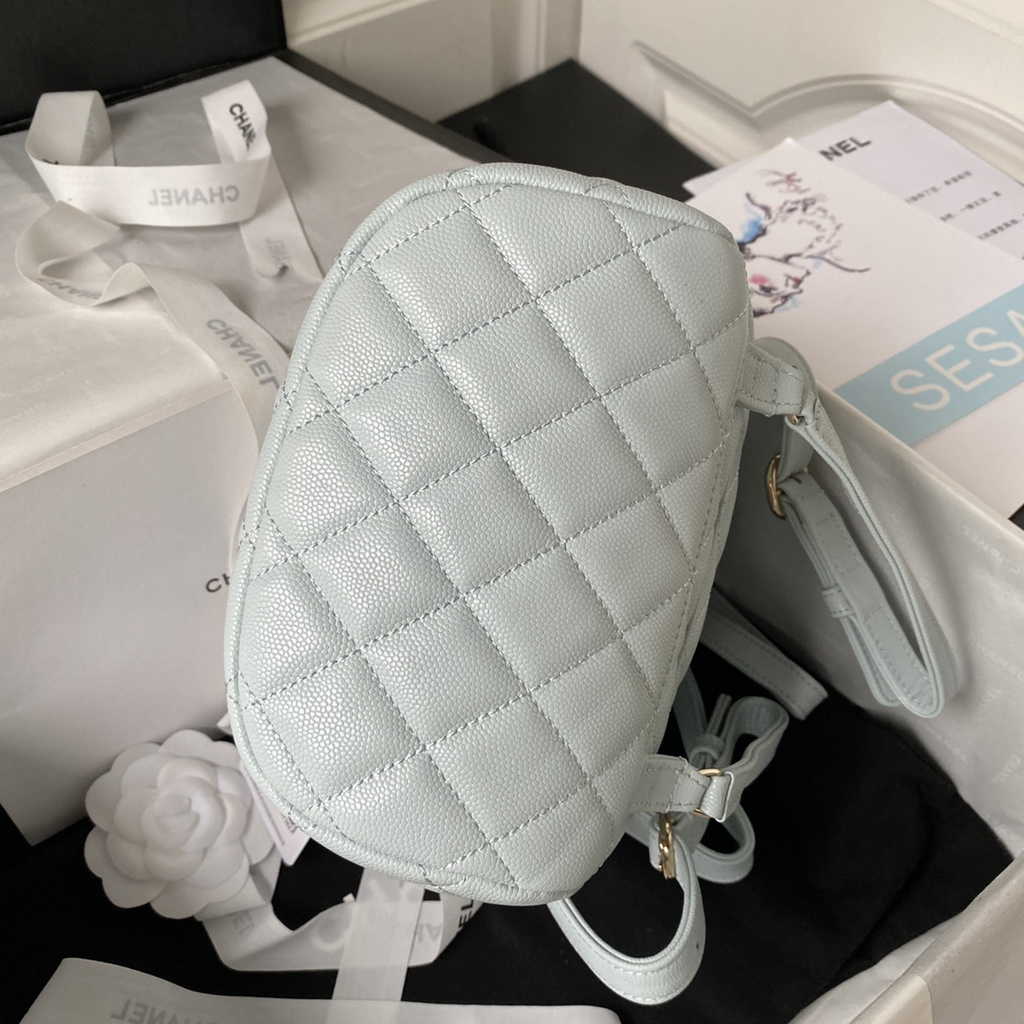 Chanel AS4058 Backpack Calfskin Gold-Tone Gray