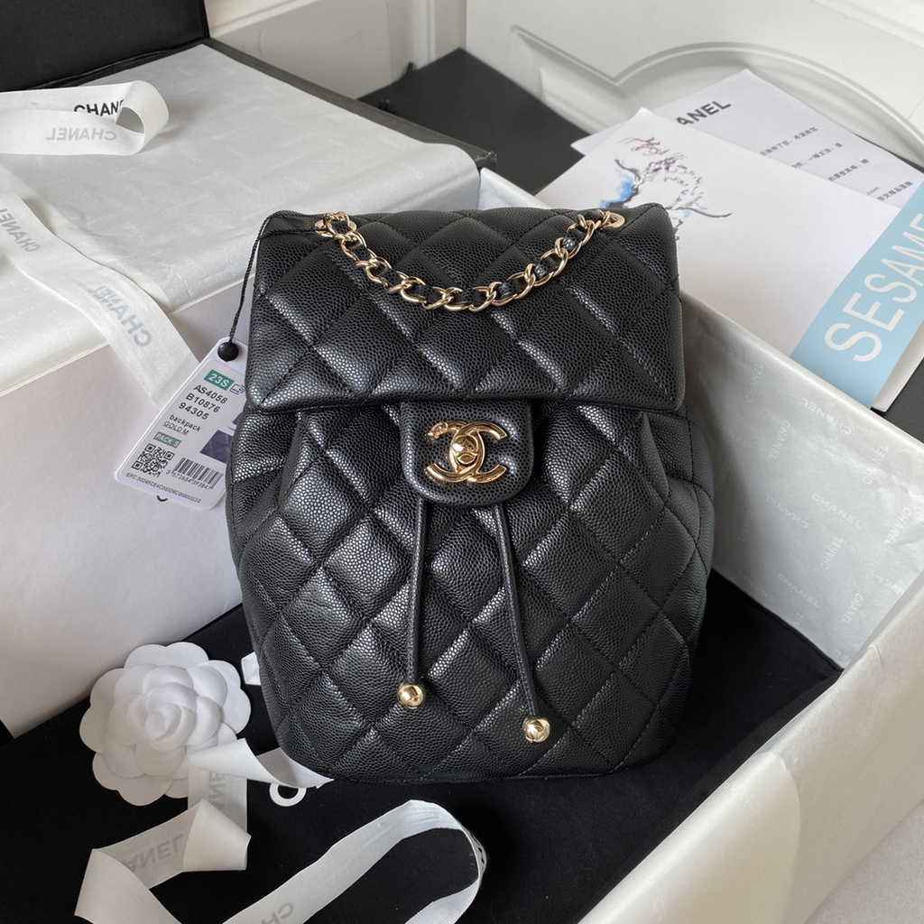 Chanel AS4058 Backpack Calfskin Gold-Tone Black