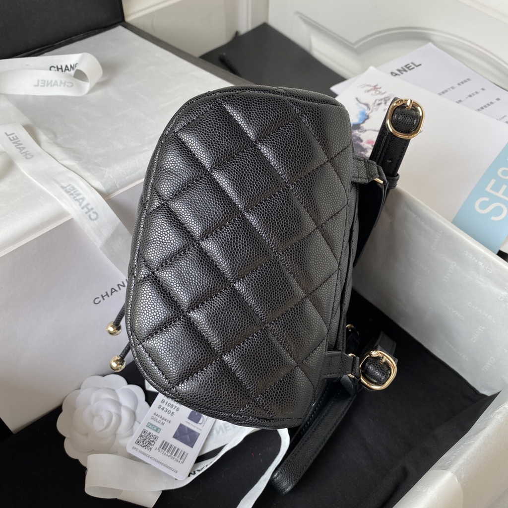 Chanel AS4058 Backpack Calfskin Gold-Tone Black
