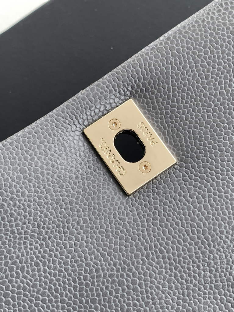 Chanel backpack Grained shiny calfskin AS3860 gold gray