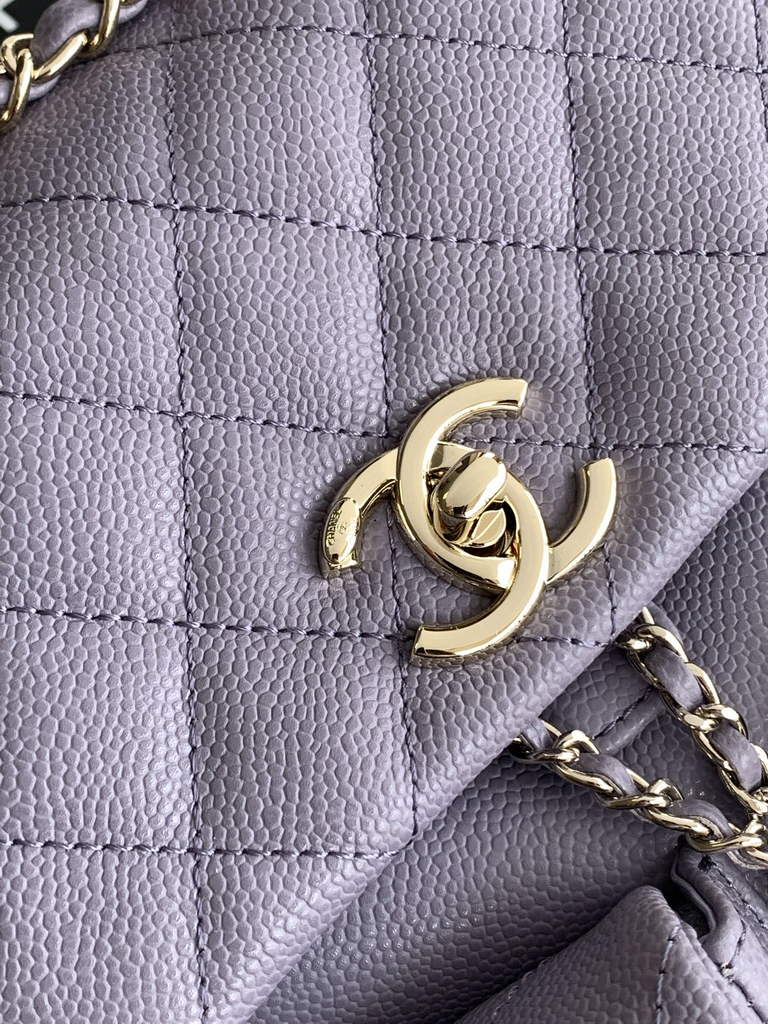 Chanel backpack Grained shiny calfskin AS3860 gold purple